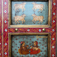 Antique Indian Door | Metal Fitted Handmade Hand Painted SHRINATH Ji Wall Hanging Wall Panel Home Décor.