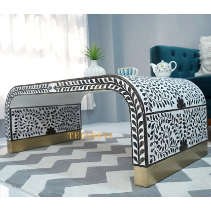 Handmade Wood Inlay Modern Console Table,Hall Way Entry Table, laptop table | Waterfall Coffee Table, Centre Table,Wood Inlay Cocktail Table