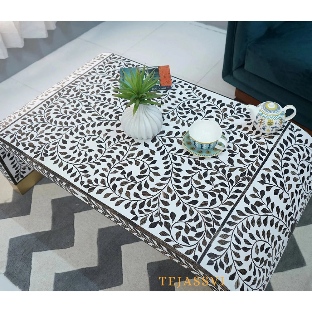 Wood Inlay Coffee Table / Wood Inlay Coffee Table / Wooden Center Table / Wood Inlay Table / Floral Design Wood Inlay Cocktail Table / Wooden Coffee Table.