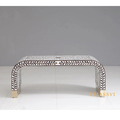 Handmade Wood Inlay Modern Console Table,Hall Way Entry Table, laptop table | Waterfall Coffee Table, Centre Table,Wood Inlay Cocktail Table