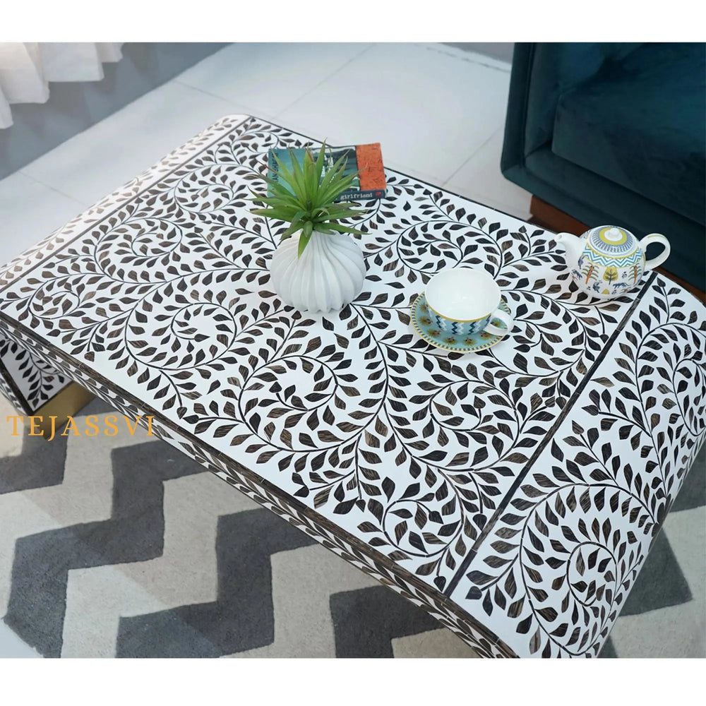 Wood Inlay Coffee Table / Wood Inlay Coffee Table / Wooden Center Table / Wood Inlay Table / Floral Design Wood Inlay Cocktail Table / Wooden Coffee Table.