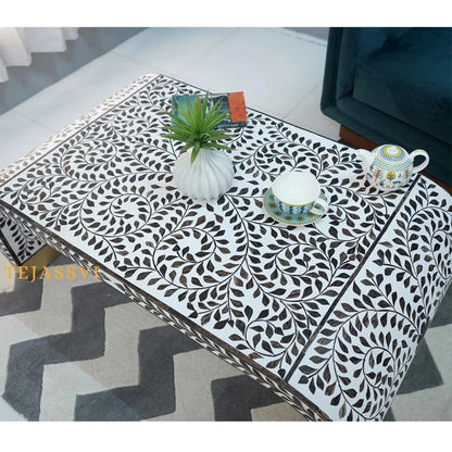 Handmade Wood Inlay Modern Console Table,Hall Way Entry Table, laptop table | Waterfall Coffee Table, Centre Table,Wood Inlay Cocktail Table