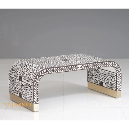 Handmade Wood Inlay Modern Console Table,Hall Way Entry Table, laptop table | Waterfall Coffee Table, Centre Table,Wood Inlay Cocktail Table