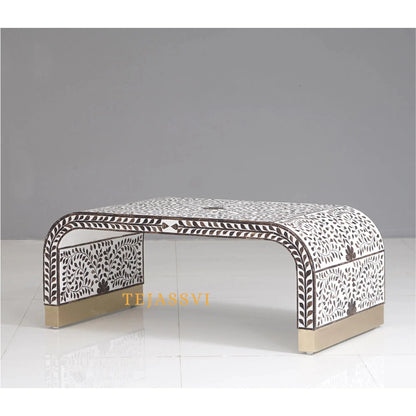 Handmade Wood Inlay Modern Console Table,Hall Way Entry Table, laptop table | Waterfall Coffee Table, Centre Table,Wood Inlay Cocktail Table