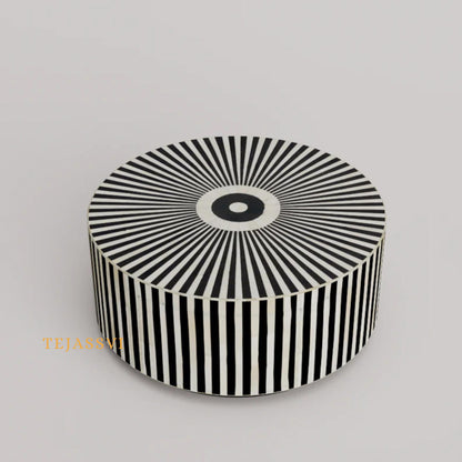 Handmade Bone Inlay Gray Color Coffee Table: Strip Design Center Table /coffee table /bone inlay coffee table /Round coffee table Gray color
