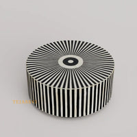 Bone Inlay Round Coffee Table / Bone Centre Table / Bone Inlay Floral Round Coffee Table / Handmade Bone Inlay Modern Pattern Furniture.