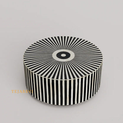 BONE Inlay Round Coffee Table / Centre Table, Bone Inlay Floral Round Coffee Table Handmade Bone Inlay Modern Pattern Furniture.