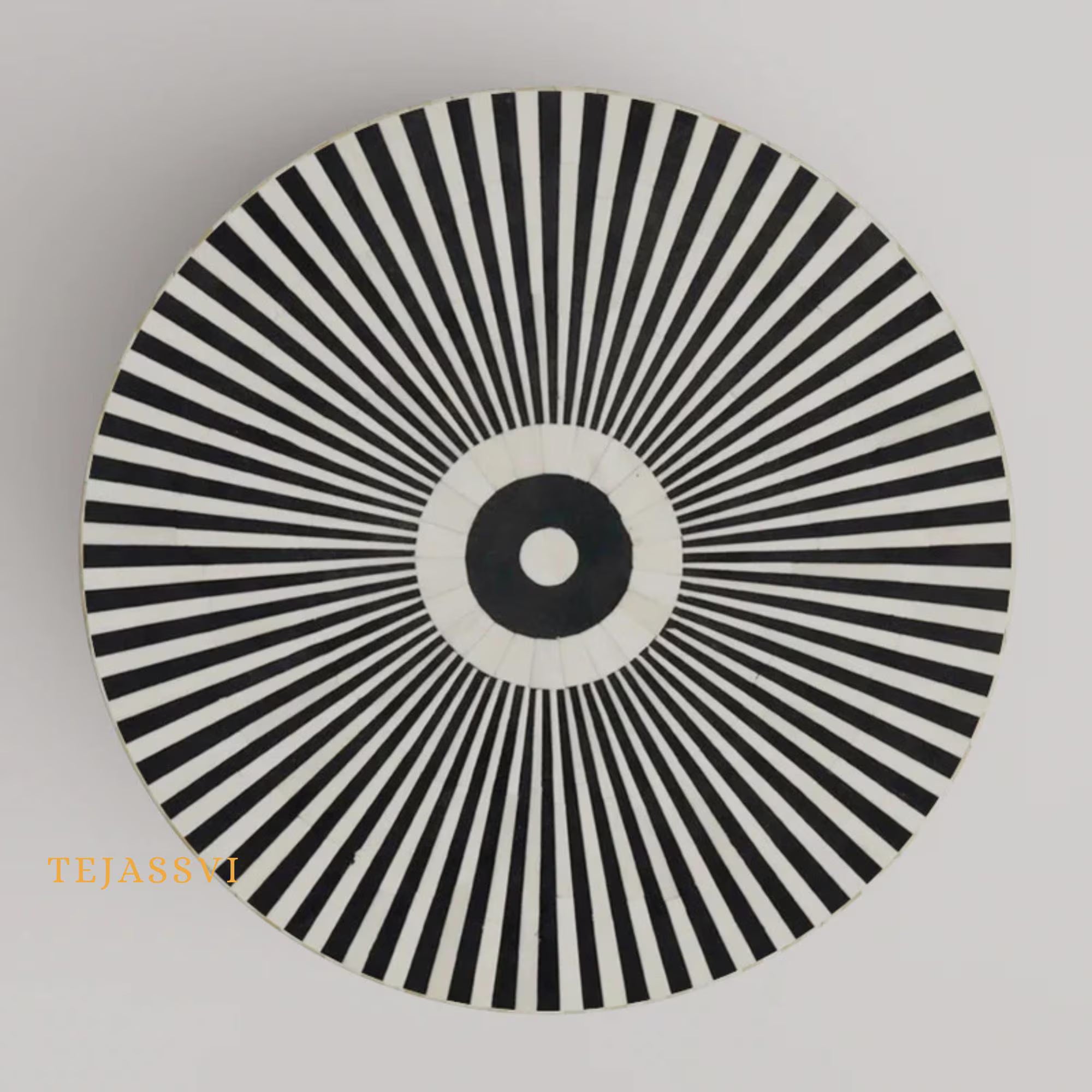 Bone Inlay Round Coffee Table / Bone Centre Table / Bone Inlay Floral Round Coffee Table / Handmade Bone Inlay Modern Pattern Furniture.