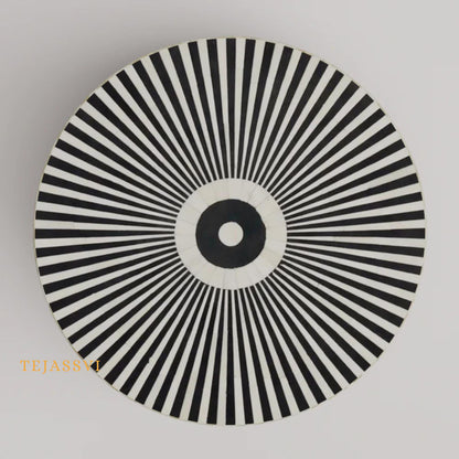 BONE Inlay Round Coffee Table / Centre Table, Bone Inlay Floral Round Coffee Table Handmade Bone Inlay Modern Pattern Furniture.