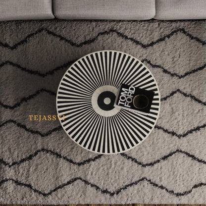 BONE Inlay Round Coffee Table / Centre Table, Bone Inlay Floral Round Coffee Table Handmade Bone Inlay Modern Pattern Furniture.