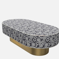 Bone Inlay Oval Coffee Table / Centre Table / MOP Inlay Floral Oval Coffee Table / Handmade MOP Inlay Modern Pattern Furniture.