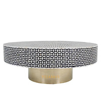 Bone Inlay Round Coffee Table / Centre Table / Bone Inlay Floral Design Round Coffee Table /Handmade Bone Inlay Modern Pattern Furniture.