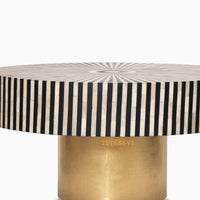 Bone Inlay Round Coffee Table / Centre Table / Bone Inlay Floral Design Round Coffee Table /Handmade Bone Inlay Modern Pattern Furniture.