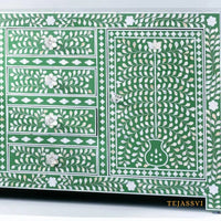 Bone Inlay Furniture - Bone inlay Sideboard With Brass Leg / Bone Inlay Chest of Drawers / Bone Inlay Drawers Dresser / Bone Inlay Console.