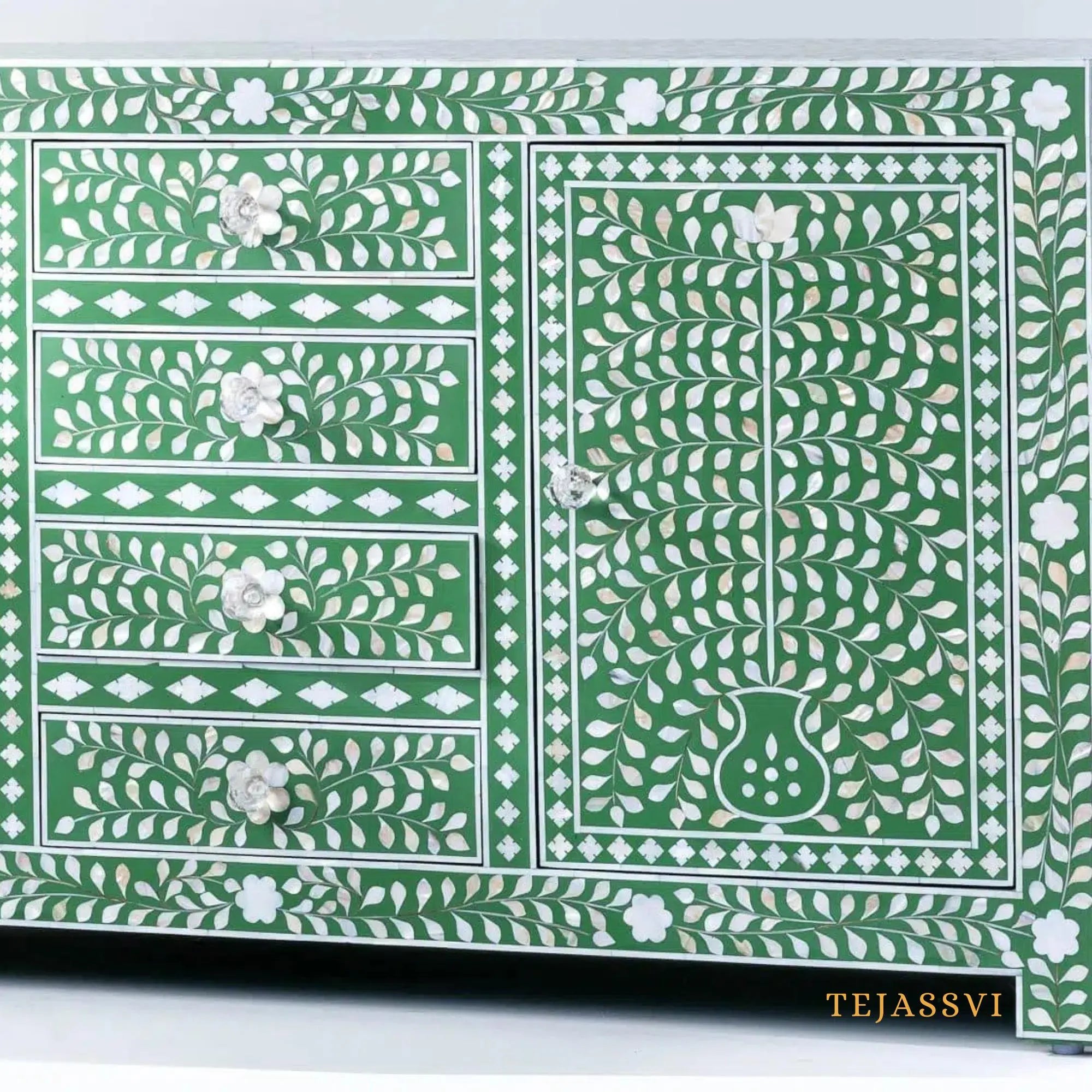 Bone Inlay Furniture - Bone inlay Sideboard With Brass Leg / Bone Inlay Chest of Drawers / Bone Inlay Drawers Dresser / Bone Inlay Console.