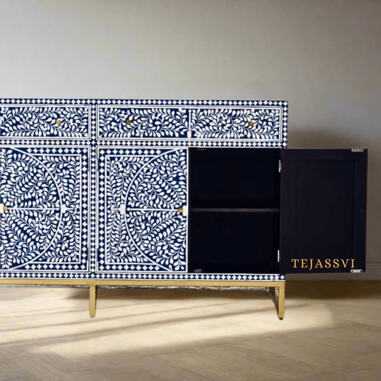 Bone Inlay Furniture - Bone inlay Sideboard With Brass Leg, Chest of Drawers, Bone Inlay Drawers Dresser, Bone Inlay Chest of Drawers,