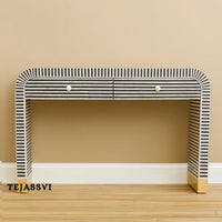 Moroccan Bone Inlay Chest of Drawers Sideboard | Waterfall Bone Inlay Desk / Bone Inlay Work Desk / Bone Inlay Console Table / Bone Inlay Desk.