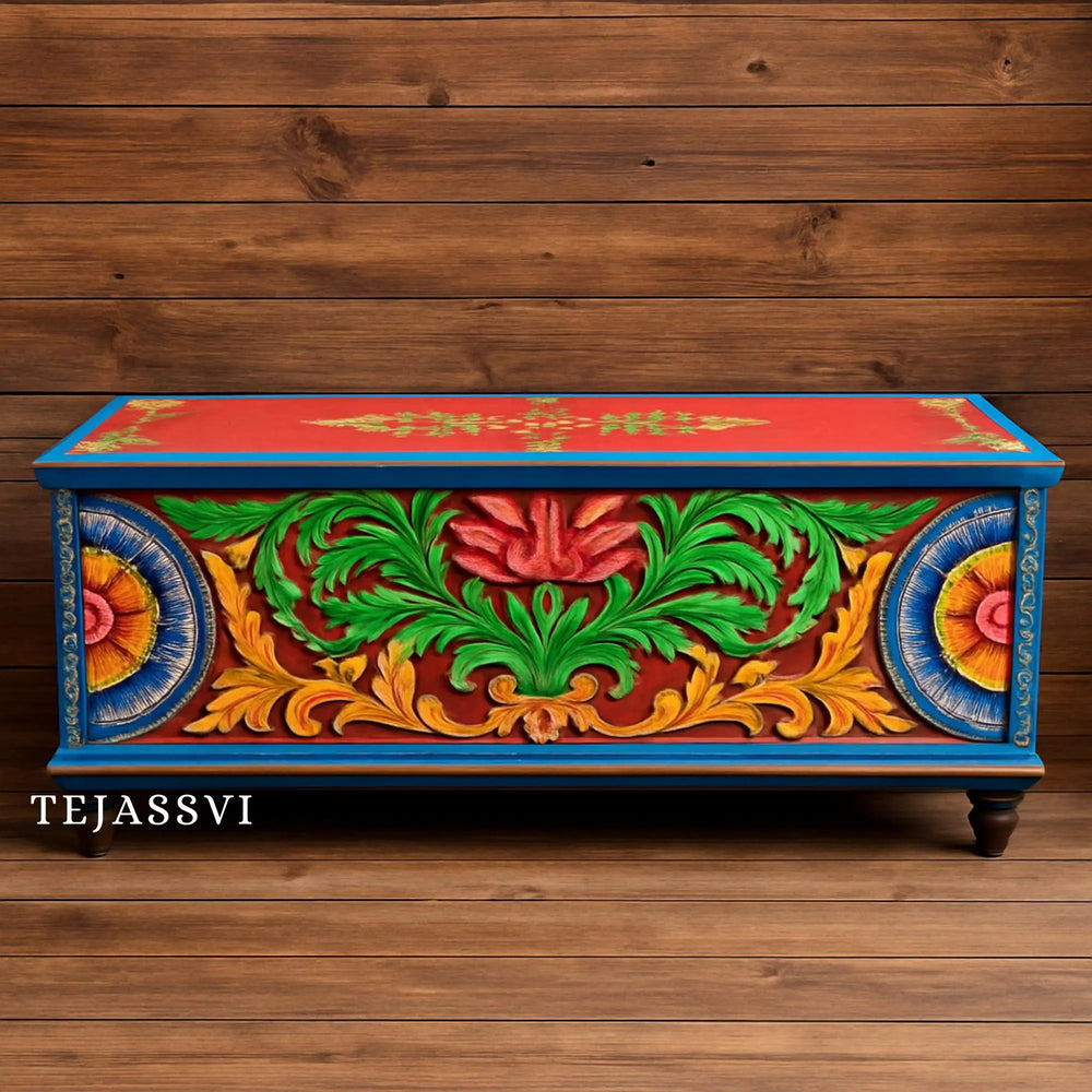 Indian Storage Trunk Box / Treasure chest Furniture Home and Livingroom Décor / Painting Storage Box / Indian Treasure Box.