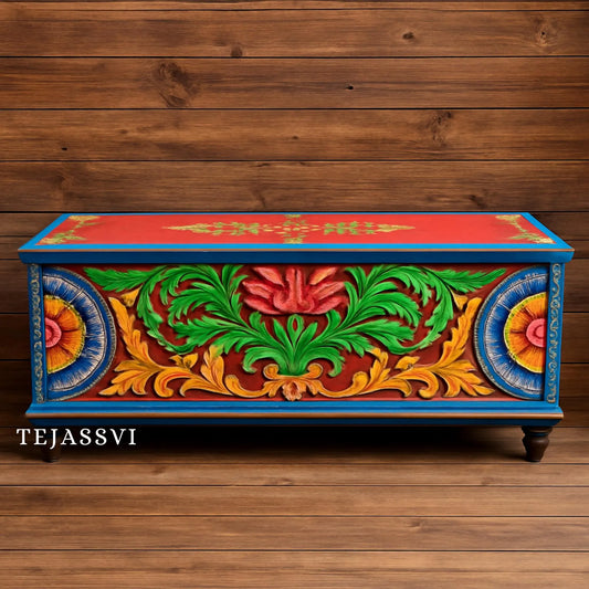 Indian storage trunk, treasure chest, furniture, home and living,Painted storage,Handpainted Indian Jewellery / Treasure Box.