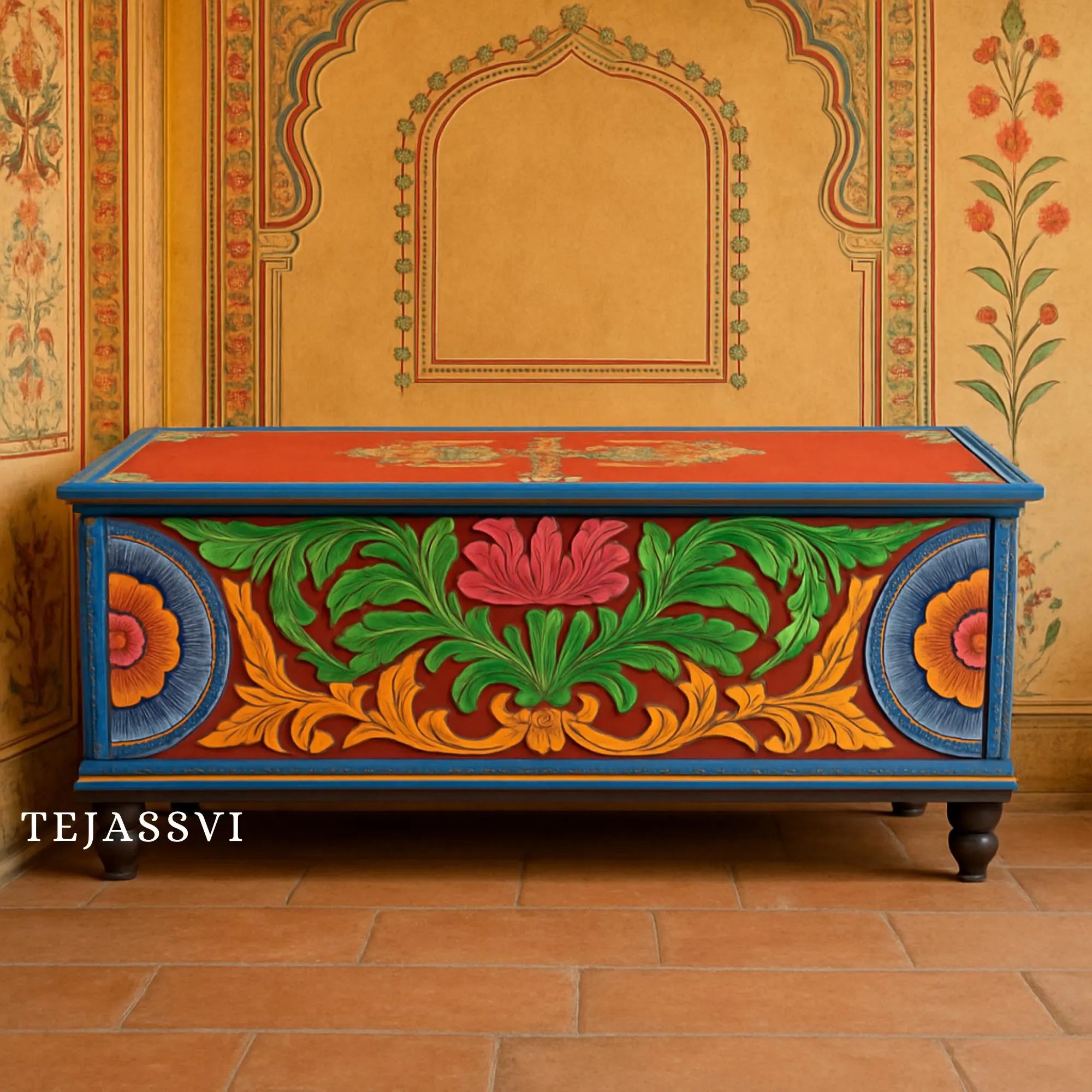 Indian Storage Trunk Box / Treasure chest Furniture Home and Livingroom Décor / Painting Storage Box / Indian Treasure Box.