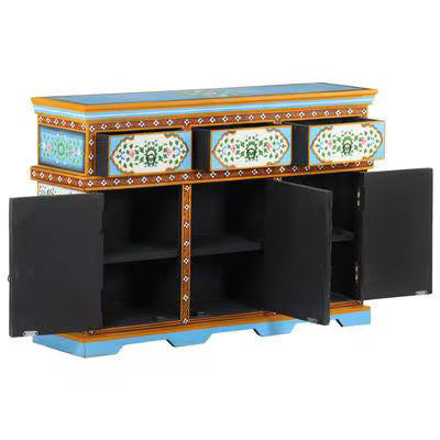 Blue Painted 3 Door Sideboard / Cabinet / Side Table / Hand Painted side Boards / Wooden Big Cabinet /  Living Room Furniture.