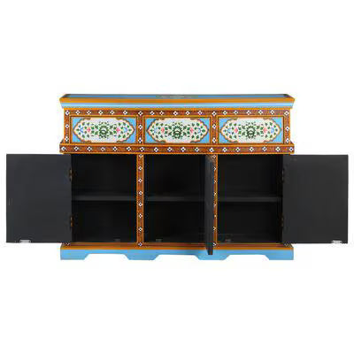 Blue Painted 3 Door Sideboard / Cabinet / Side Table / Hand Painted side Boards / Wooden Big Cabinet /  Living Room Furniture.