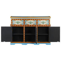 Blue Painted 3 Door Sideboard / Cabinet / Side Table / Hand Painted side Boards / Wooden Big Cabinet /  Living Room Furniture.