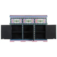 Pink Painted 3 Door Sideboard / Cabinet / Side Table  / Hand Painted Wooden Big Cabinet / Living Room Furniture.