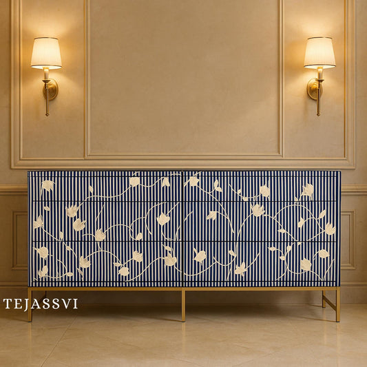 Bone Moroccan Inlay 6 Drawers Chest of Drawers, Bone Inlay Drawers Dresser, Bone Inlay Chest of Drawers, Bone Inlay Furniture Sideboard Unit
