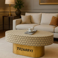 Wooden Oval Shape Coffee Table / Bone Inlay Coffee Table / Oval Shape Coffee Table / Centre Table / Bone Inlay Furniture Cocktail Table.
