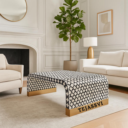 Bone Inlay Waterfall Moroccan Design Console, Bone Inlay Furniture- Bone Inlay Waterfall Coffee Table, Bone Inlay Center Table Laptop table.