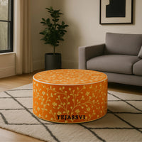 Bone Inlay Round Coffee Table / Centre Table/  Bone Inlay Floral Round Coffee Table / Handmade Bone Inlay Modern Pattern Furniture.