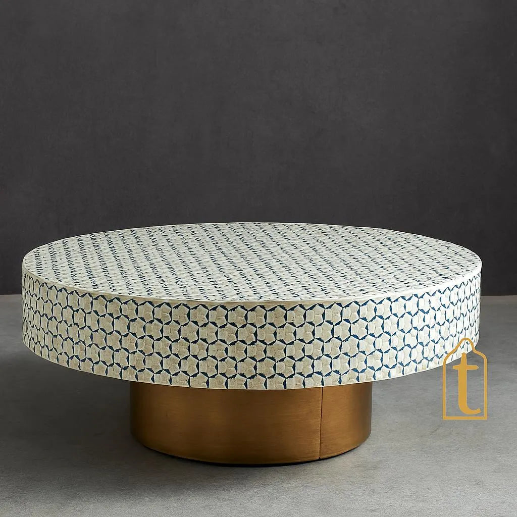 Wooden Waterfall Pattern Coffee Table / Bone Inlay Wooden Coffee Table / Wooden Furniture / Wooden Coffee Table / Bone Inlay Cocktail Table.