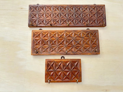 Rustic Wood Key Holder with Antique Gold Hooks - Reclaimed Pallet Wood Key Hook for Wall Hook .