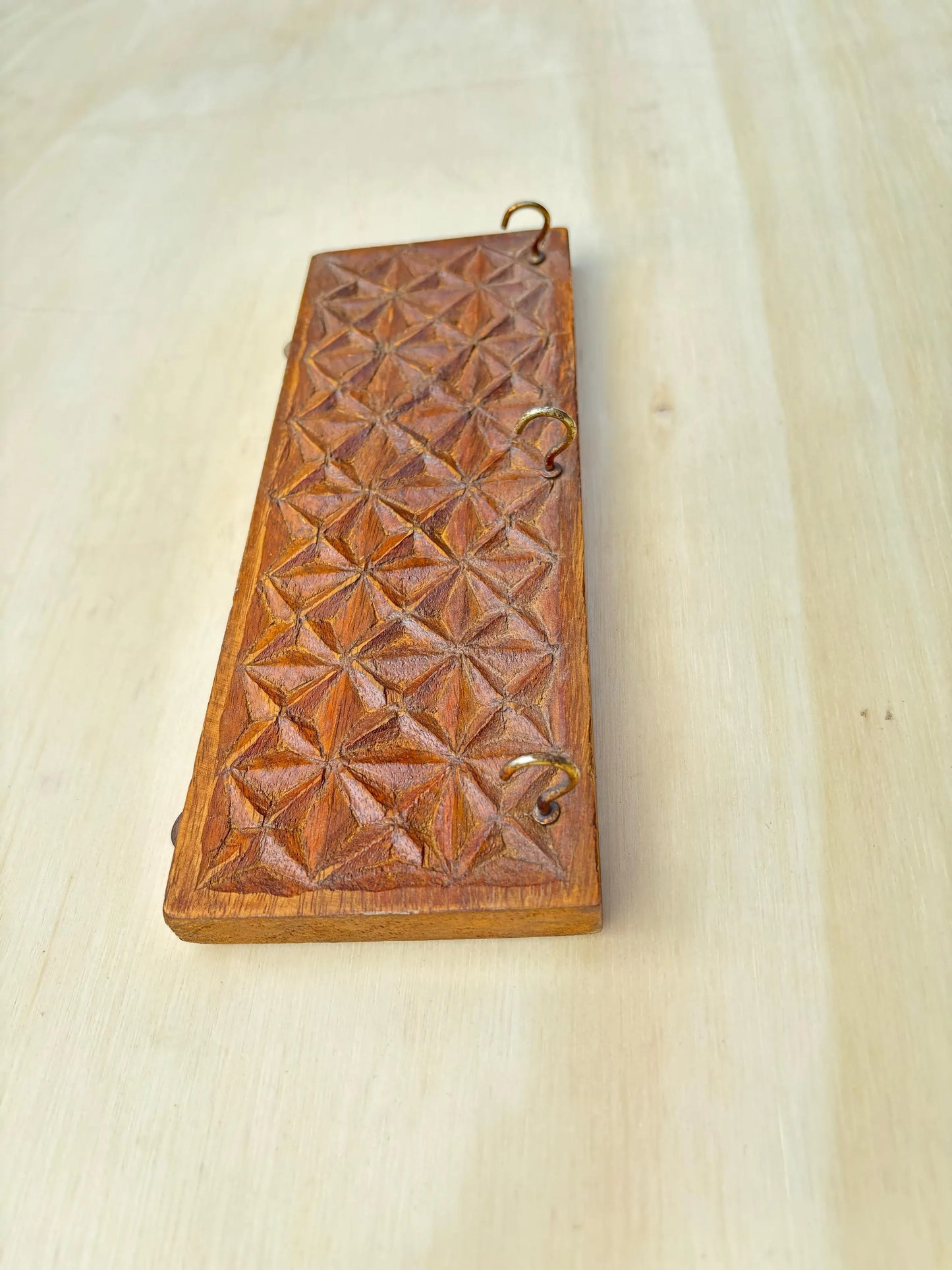 Rustic Wood Key Holder with Antique Gold Hooks - Reclaimed Pallet Wood Key Hook for Wall Hook .