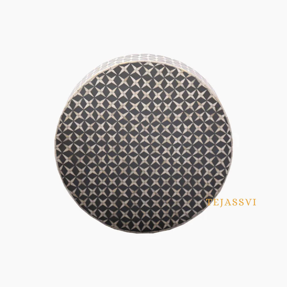 Bone Inlay Round Coffee Table / Centre Table / Bone Inlay Floral Design Round Coffee Table /Handmade Bone Inlay Modern Pattern Furniture.