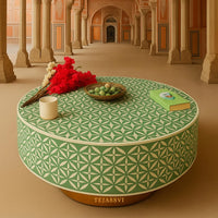 Bone Inlay Round Coffee Table / Bone Centre Table / Bone Inlay Floral Round Coffee Table / Handmade Bone Inlay Modern Pattern Furniture.