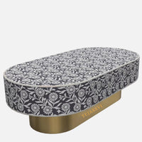 Bone Inlay Oval Coffee Table / Centre Table / MOP Inlay Floral Oval Coffee Table / Handmade MOP Inlay Modern Pattern Furniture.