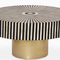 Bone Inlay Round Coffee Table / Centre Table / Bone Inlay Floral Design Round Coffee Table /Handmade Bone Inlay Modern Pattern Furniture.