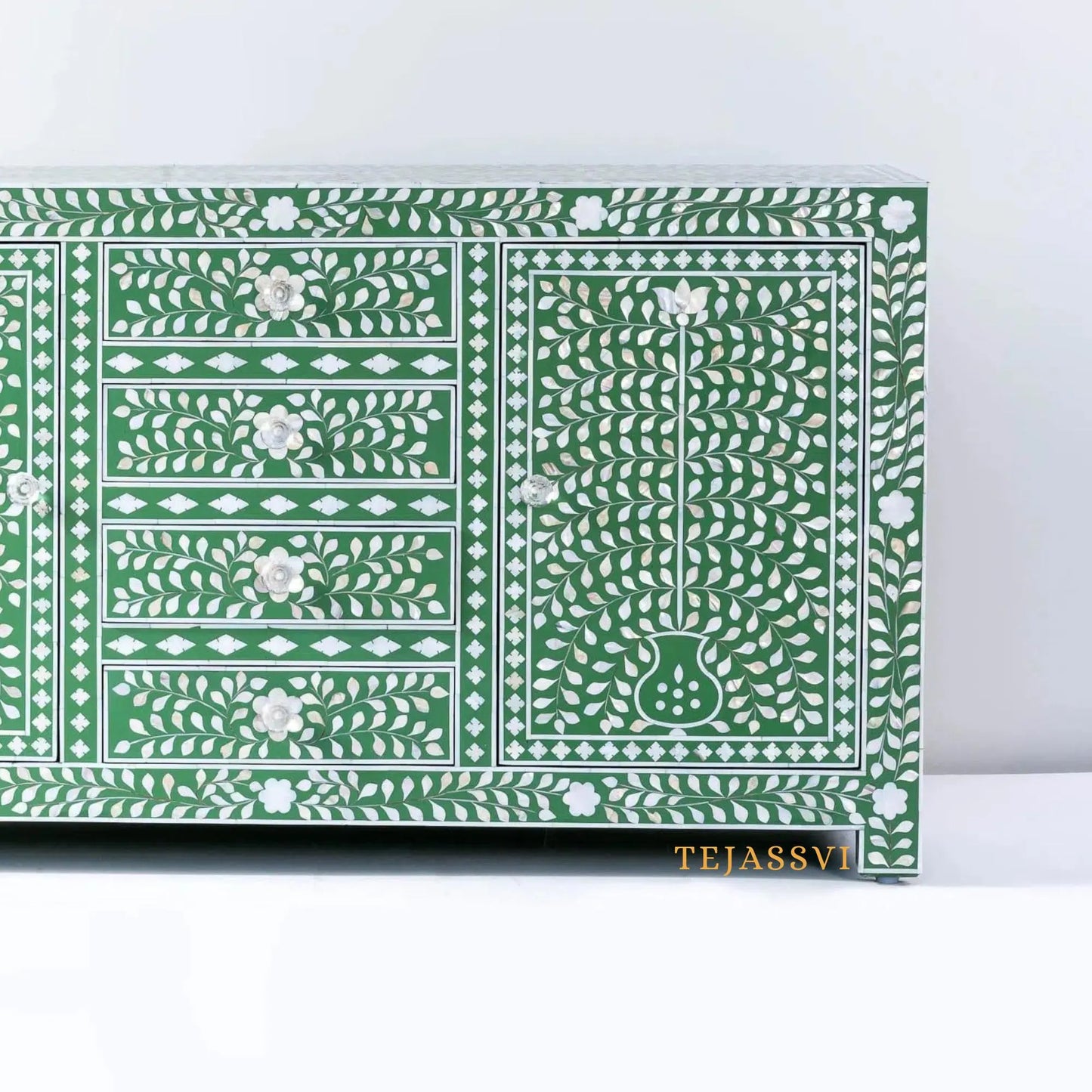 Bone Inlay Furniture - Bone inlay Sideboard With Brass Leg, Chest of Drawers, Bone Inlay Drawers Dresser, Bone Inlay Chest of Drawers,