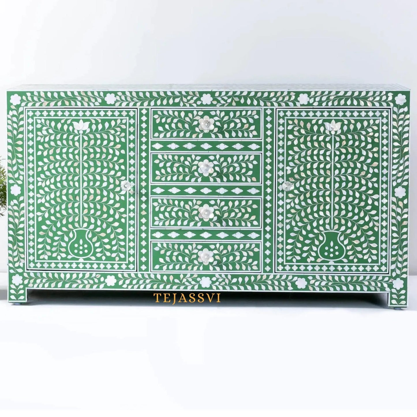 Bone Inlay Furniture - Bone inlay Sideboard With Brass Leg, Chest of Drawers, Bone Inlay Drawers Dresser, Bone Inlay Chest of Drawers,