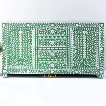 Bone Inlay Furniture - Bone inlay Sideboard With Brass Leg, Chest of Drawers, Bone Inlay Drawers Dresser, Bone Inlay Chest of Drawers,