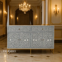Bone Inlay Sideboard / Bone Inlay Buffet Table / Cabinet Table / Storage Unit Bone Moroccan Inlay 2 Drawers / Bone Inlay Chest of Drawers / Bone Inlay Dresser,