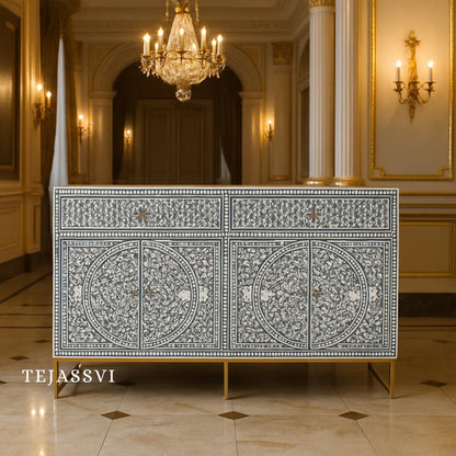 Bone Inlay Sideboard/Bone Inlay Buffet Table, Cabinet Table,Storage Unit,Bone Moroccan Inlay 2 Drawers, Chest of Drawers,Bone Inlay Dresser,
