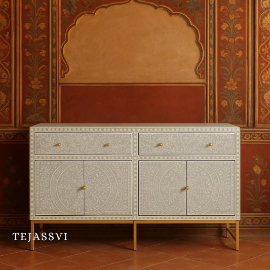 Bone Inlay Sideboard/Bone Inlay Buffet Table, Cabinet Table,Storage Unit,Bone Moroccan Inlay 2 Drawers, Chest of Drawers,Bone Inlay Dresser,