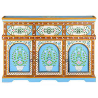 Blue Painted 3 Door Sideboard / Cabinet / Side Table / Hand Painted side Boards / Wooden Big Cabinet /  Living Room Furniture.