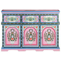 Pink Painted 3 Door Sideboard / Cabinet / Side Table  / Hand Painted Wooden Big Cabinet / Living Room Furniture.
