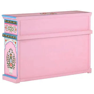 Pink Painted 3 Door Sideboard / Cabinet / Side Table  / Hand Painted Wooden Big Cabinet / Living Room Furniture.