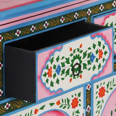 Pink Painted 3 Door Sideboard / Cabinet | Bedside, Side Table, Hand Painted, Wooden Big Cabinet, Living Room Furniture, Fine Painting.