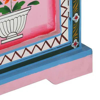 Pink Painted 3 Door Sideboard / Cabinet | Bedside, Side Table, Hand Painted, Wooden Big Cabinet, Living Room Furniture, Fine Painting.